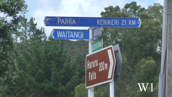 Wegweiser nach Paihia, Waitangi,Kerikeri,Haruru Falls