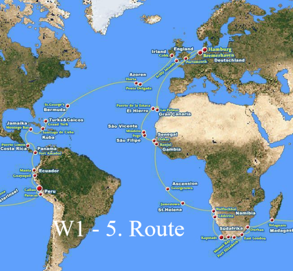 5. Route der Weltreise mit MS Albatros
