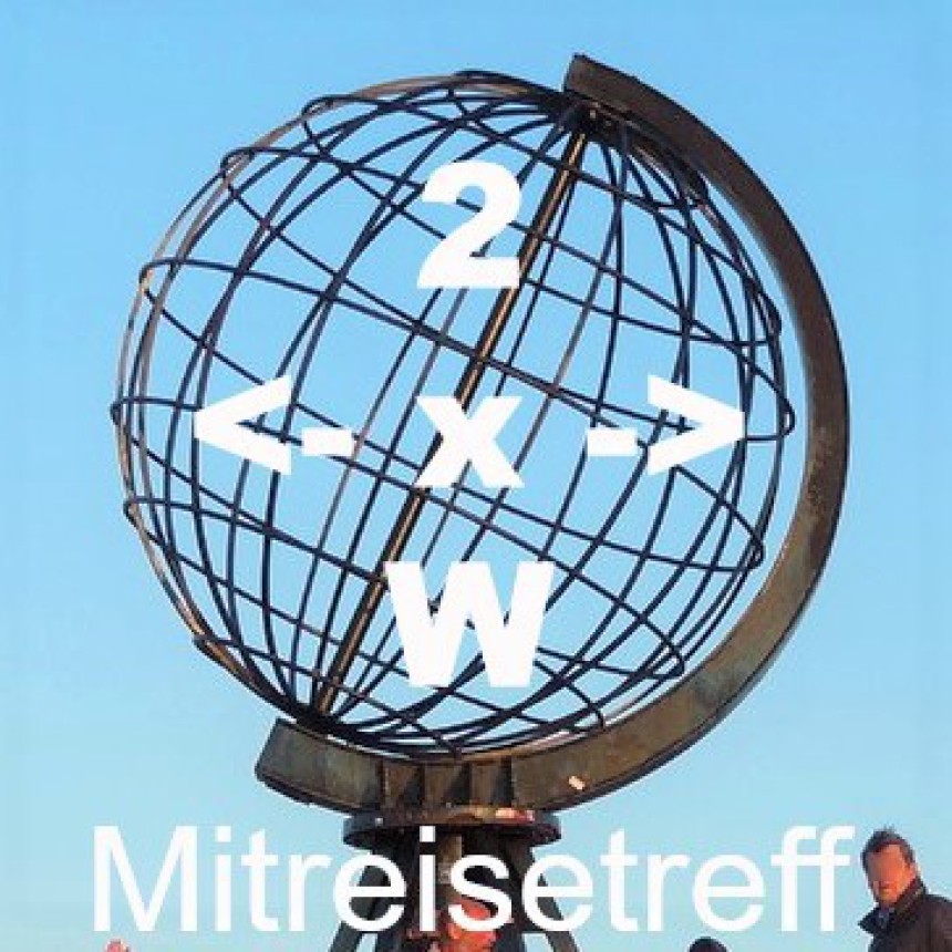Symbolisch ist der Globus mit 2 x W und 2 Pfeilen für rechts und links Um die Welt gekennzeichnet. Die Erdkugel wurde am Nordkap aufgenommen. Viel Freude beim Ansehen!